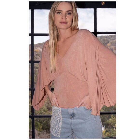 𝅺KNIT Top Fitted Waist With Dolman  Bell Sleeves - Picture 5 of 16